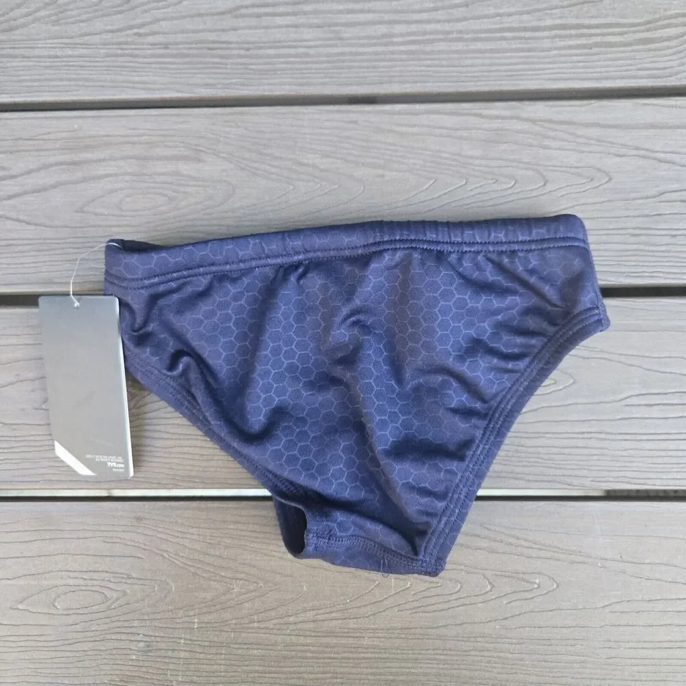 TYR Durafast Elite Hexa American Flag  Youth Boys Navy Racer Briefs Size 22 New